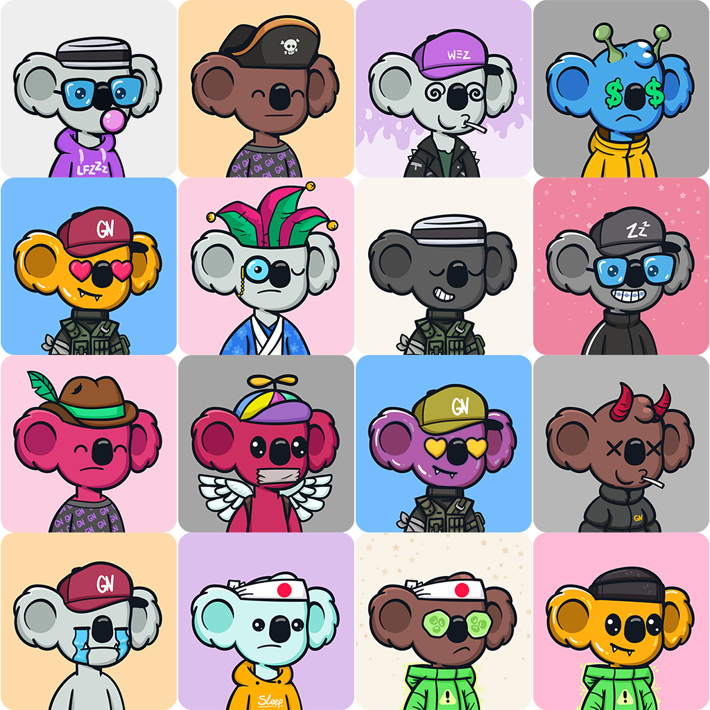 A purple koala sleeping on the moon